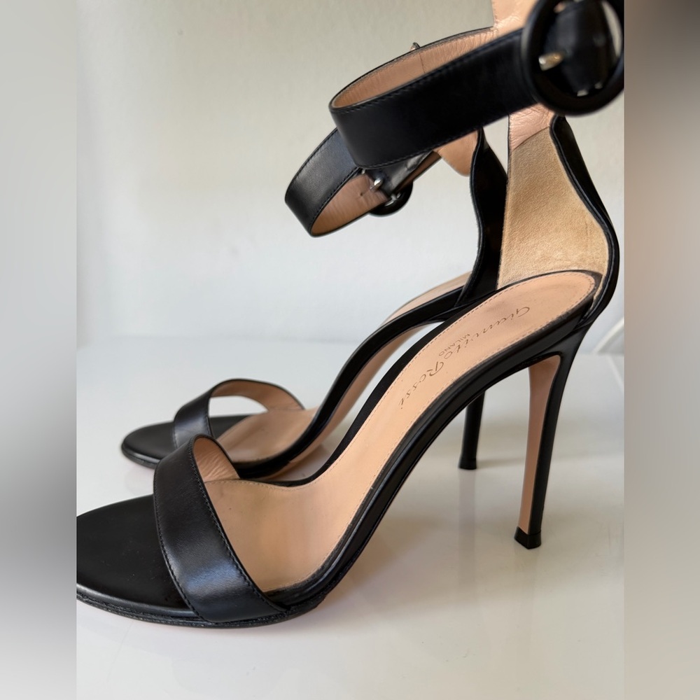 Gianvito Rossi Black Ankle Strap Heels - Portofino